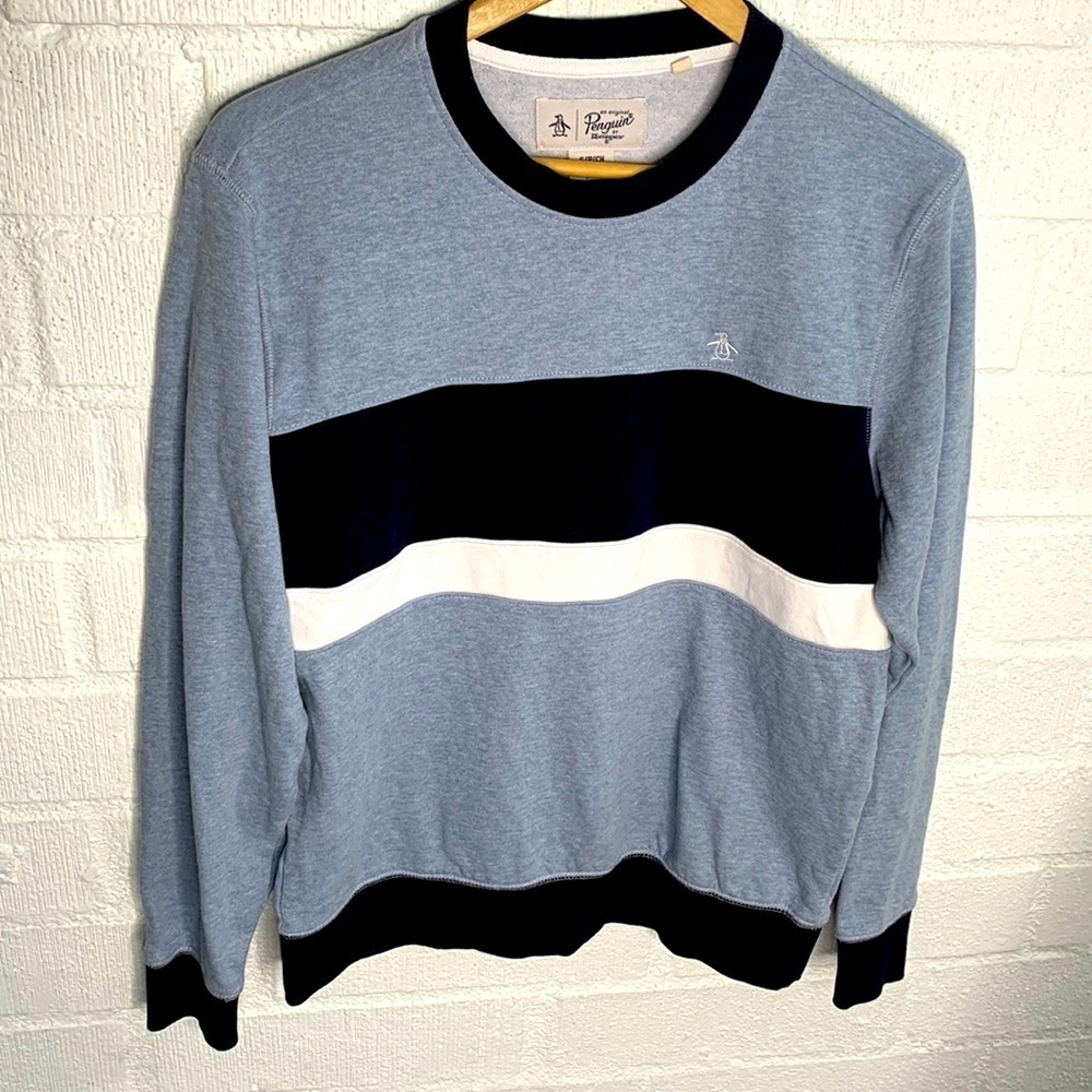 Original Penguin by Munsingwear Striped Cotton Pullover Sweatshirt sz S